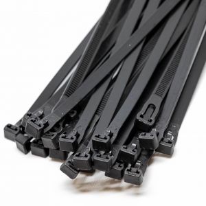 7.6mm x 300mm Black Releasable Cable Ties 100pcs